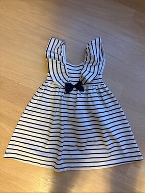 Janie and Jack Navy and White Striped Sundress with Bow